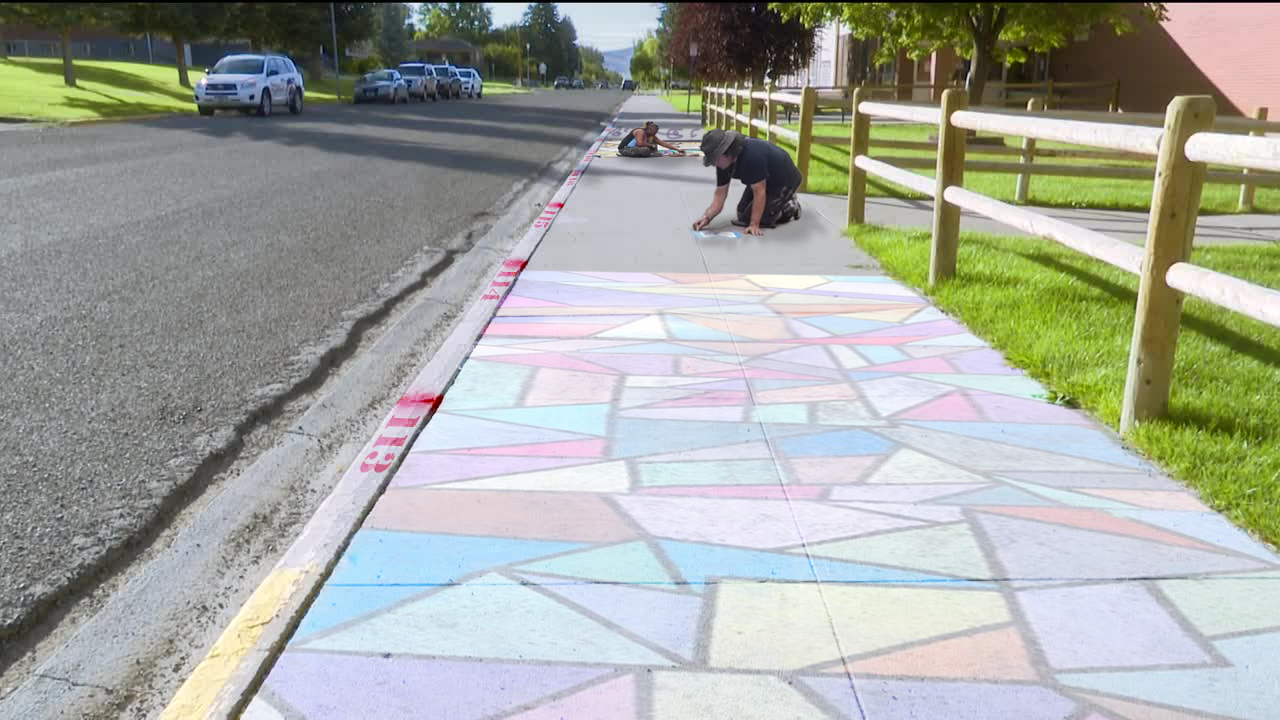 Chalk art sidewalk mockup